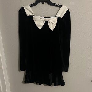 GB girls Elegant Black Dress with White Bow